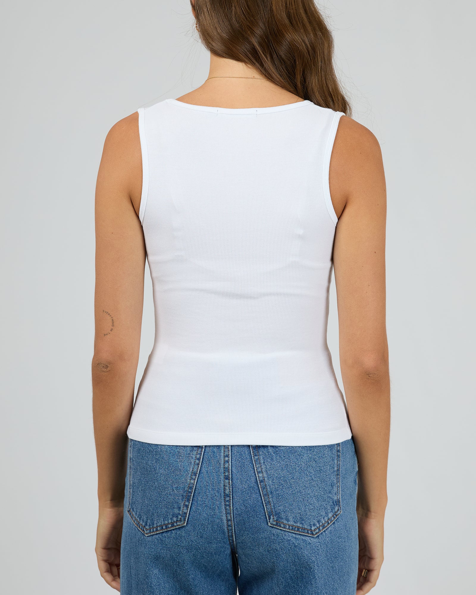 All About Eve Icon Tank Top - Women's White Basic Casual Shirt for Summer Outfits & Layering
