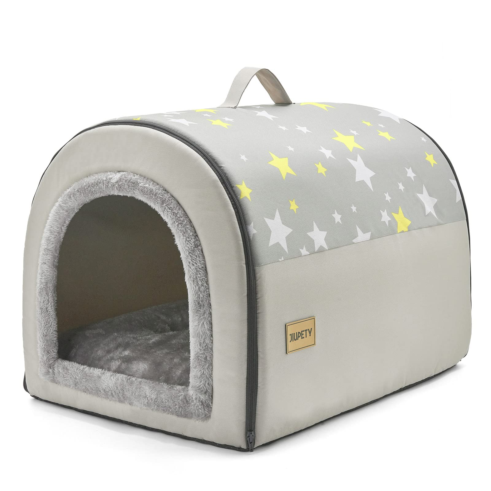Jiupety 2-in-1 Portable Dog House for Medium Dogs - XL Size Indoor/Outdoor Pet Shelter with Waterproof Roof - Perfect for Backyard, Camping & Travel (Grey)