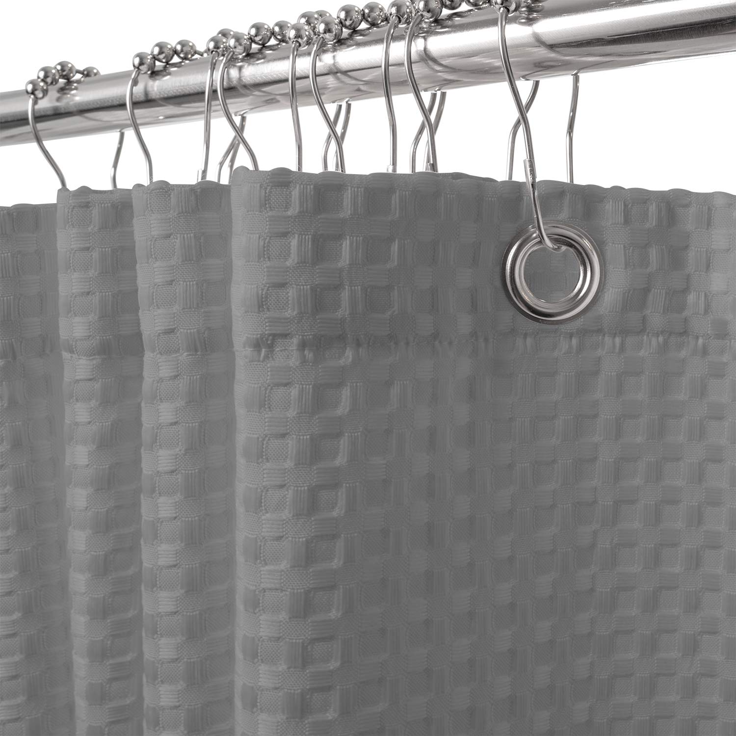 Premium Waffle Weave Shower Curtain - Hotel Quality Bathroom Decor, 72x84 Inch Grey Fabric Curtain for Spa-Like Shower Experience | Perfect for Modern Bathrooms & Luxury Home Decor