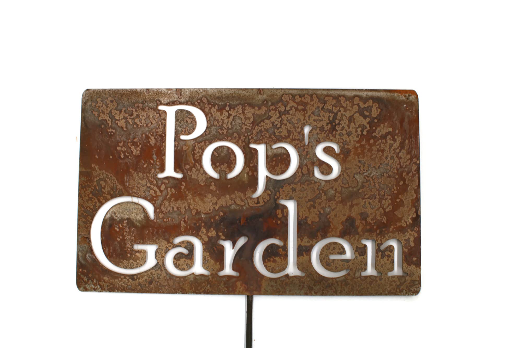 Personalized Family Name Gift - 20 to 33 Inch Tall Decorative Garden Stake for Outdoor Yard Decor (Pop's Garden, Large 28