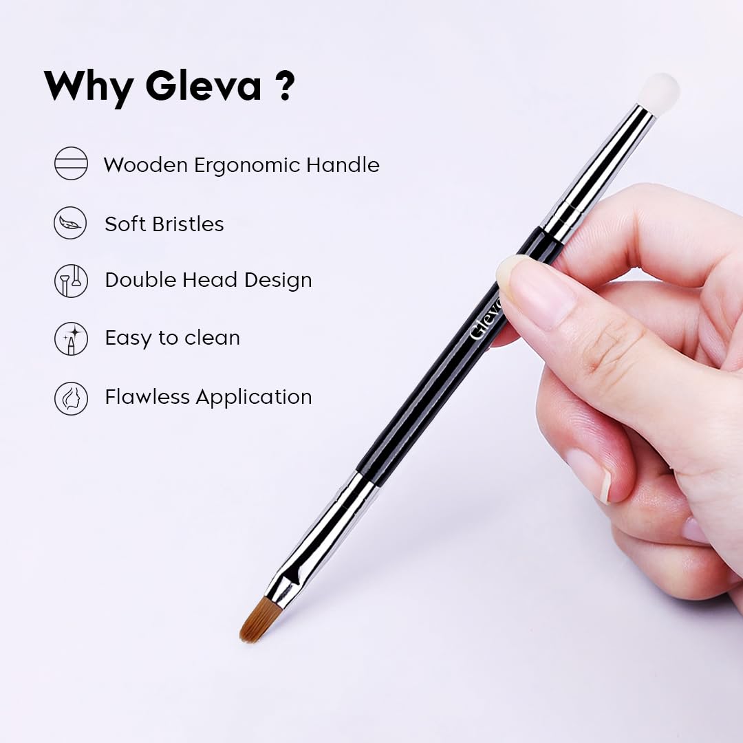 Gleva Dual-End Concealer Brush with Sponge Blender - Mini Double Head Makeup Brush for Under Eye & Face - Perfect for Women & Girls' Everyday Makeup & Travel Touch-Ups