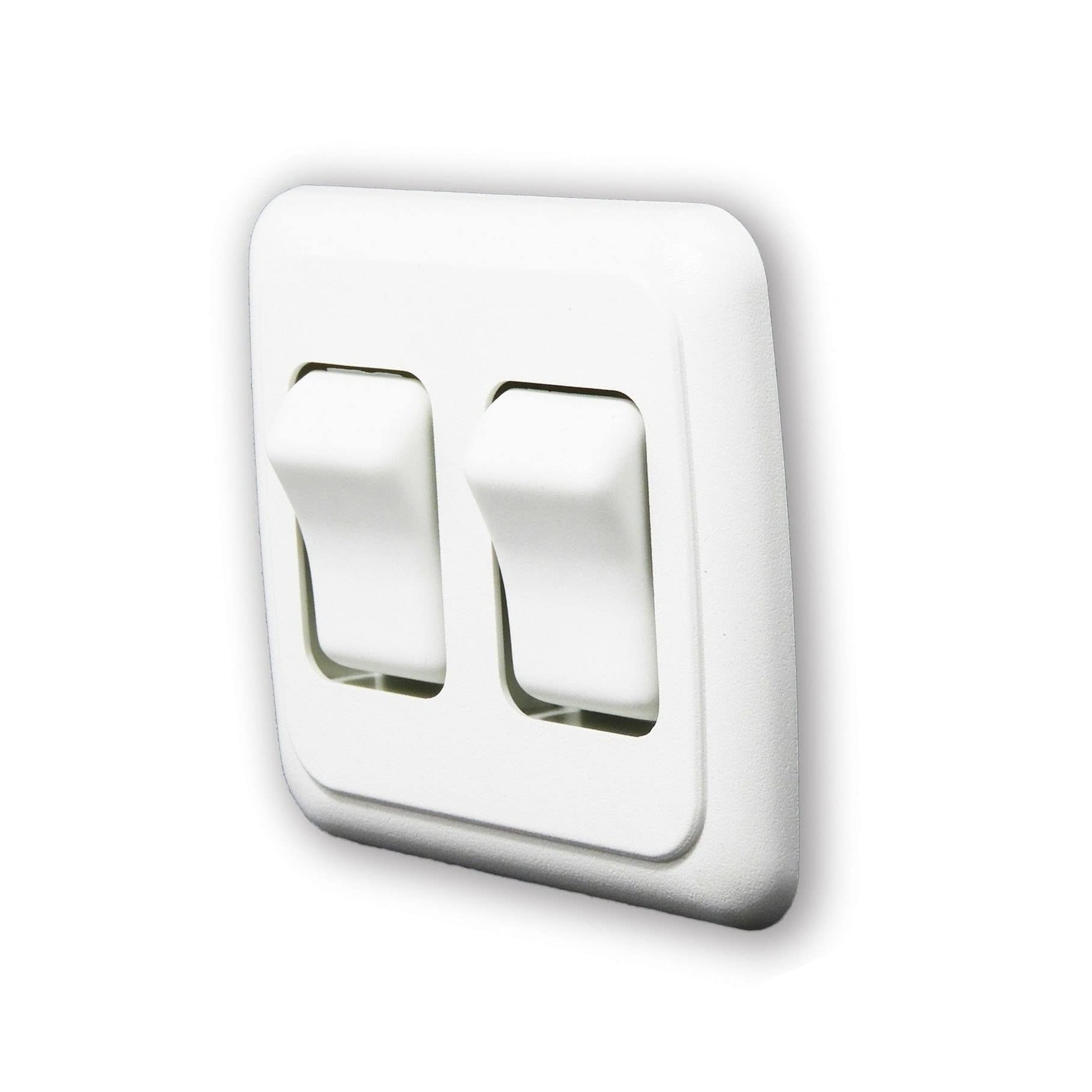 12V Double Gang On-Off Light Switch - White for RVs & Boats