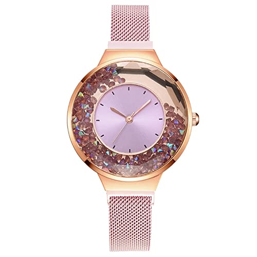 Elegant Ladies Watch with Rhinestones - Fashion Quartz Wristwatch with Magnetic Buckle - Valentine's Day Gift for Women - Perfect for Office, Party & Special Occasions (Color: B)