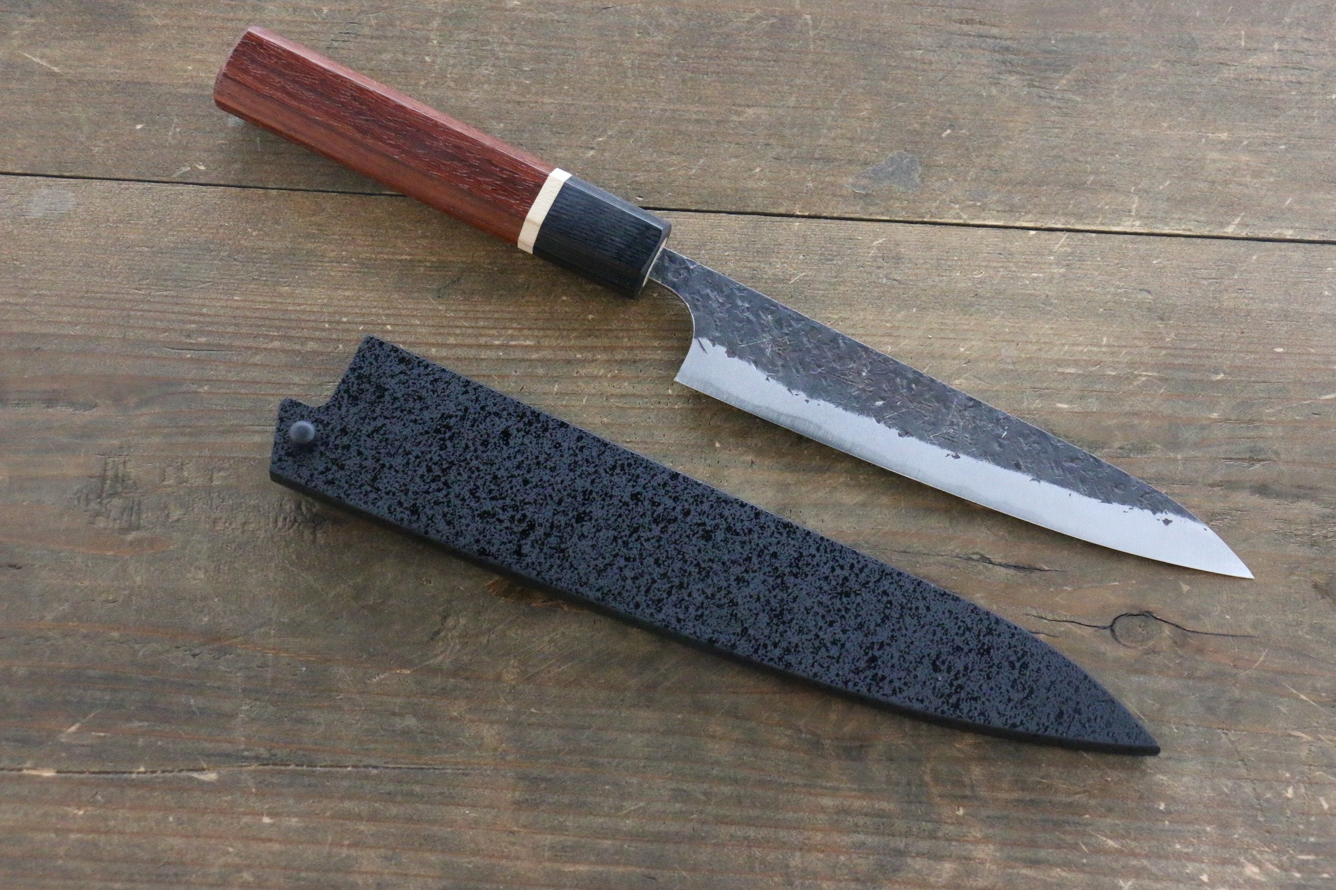 Premium Kuroshime Magnolia Sheath for 180mm Petty Utility Knife - Handcrafted Plywood Pin - Perfect for Kitchen Chefs & Outdoor Camping