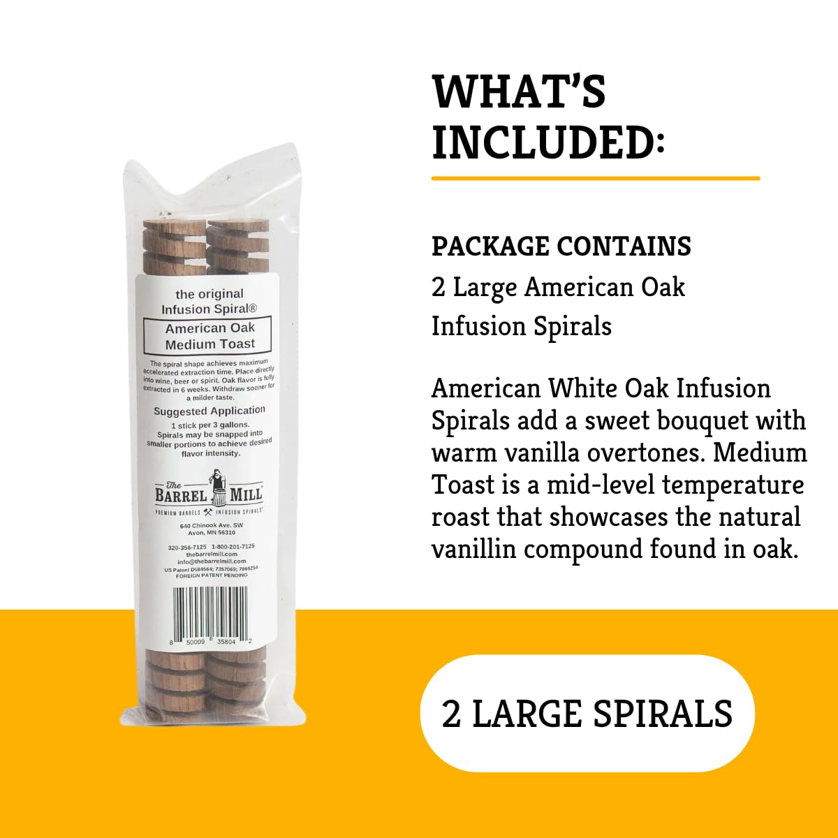 Craft A Brew - American Oak Infusion Spirals - Medium Toast - Home Beer Brewing Kit - Barrel Aged Flavor Enhancer with Warm Vanilla Notes - 2 Large Oak Aging Spirals for 5-6 Gallon Batches - Perfect for Craft Beer, Whiskey & Wine Aging at Home