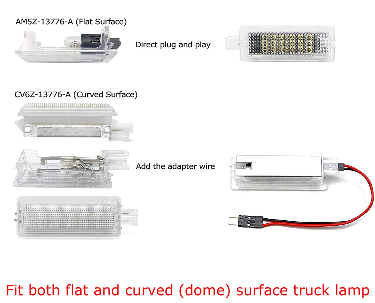 iJDMTOY Xenon White Full LED Cargo Light for Ford Mustang/Fusion/Escape/Focus - 18-SMD LED Trunk Lamp Replacement (OEM LED & Incandescent Compatible) - Perfect for Night Loading & Vehicle Interior Lighting