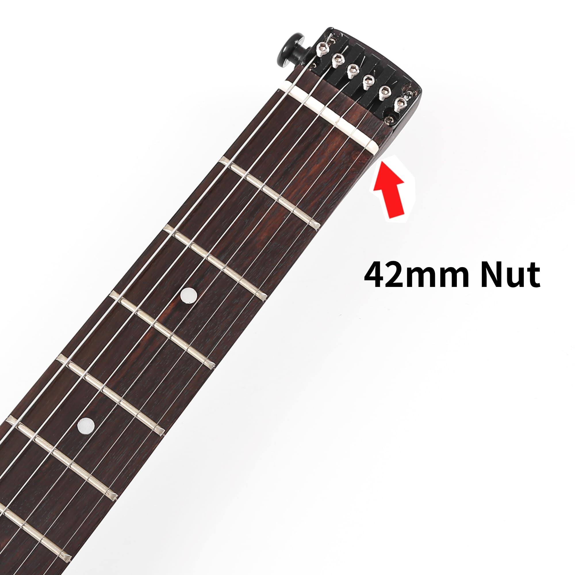 Headless Travel Electric Guitar - 6 String One-Piece Canadian Maple Neck Through Body Design with Brass Fixed Bridge & Gig Bag | Perfect for Buskers, Camping & Portable Music Practice