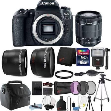 Canon EOS 77D 24.2MP DSLR Camera with 18-55mm Lens Kit | 16GB Memory Card & Accessories | Perfect for Travel Photography, Vlogging & Professional Shoots