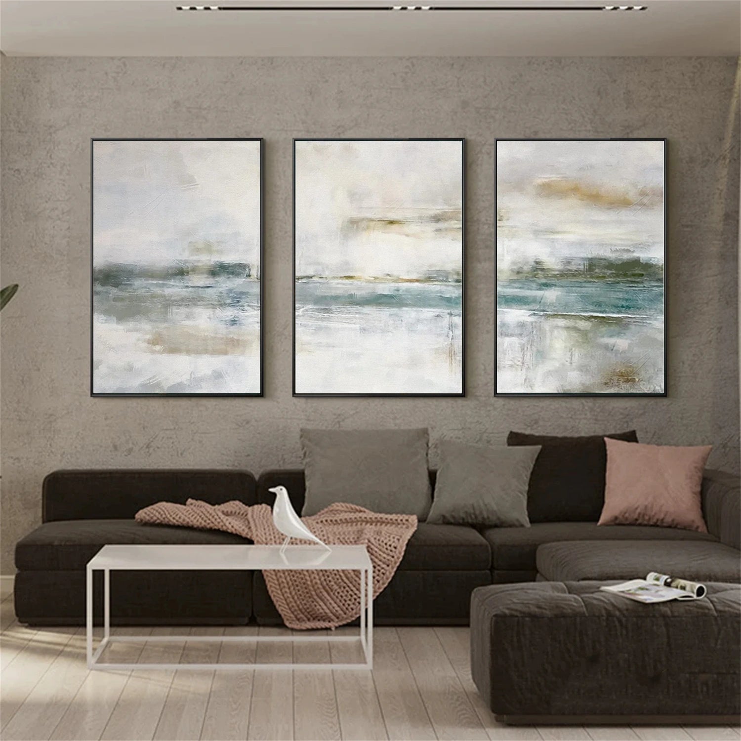 Abstract Tranquility Set of 3 Wall Art Paintings - Modern Minimalist Canvas Prints for Living Room, Bedroom & Office Decor #WS295
