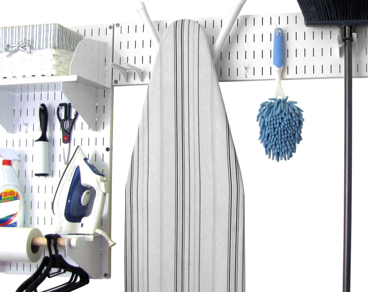 Wall Control Deluxe Laundry Room Wall Organizer Storage Kit - Heavy Duty Metal Pegboard System for Laundry Supplies, Detergents & Cleaning Tools - Perfect for Small Spaces, Garages & Utility Rooms