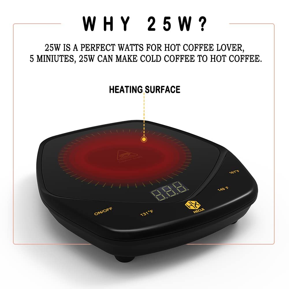 Adjustable Temperature Coffee Mug Warmer for Desk - 131°F/149°F/167°F with Auto Shut Off - Wax Melter & Beverage Cup Warmer - Perfect Gift for Women (Black, No Cup Included) - Ideal for Office, Home & Dorm Use