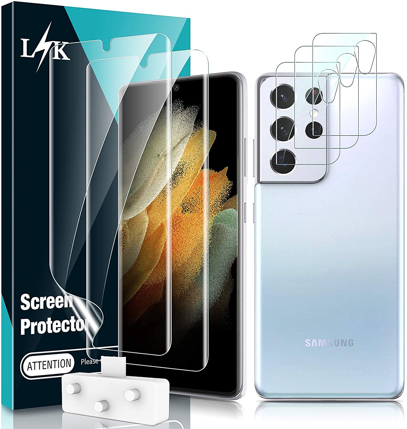 Samsung Galaxy S21 Ultra Screen Protector 3-Pack + Camera Lens Protector 5-Pack | HD Clear Tempered Glass | Anti-Scratch & Bubble-Free | Perfect for Outdoor Activities & Travel Protection