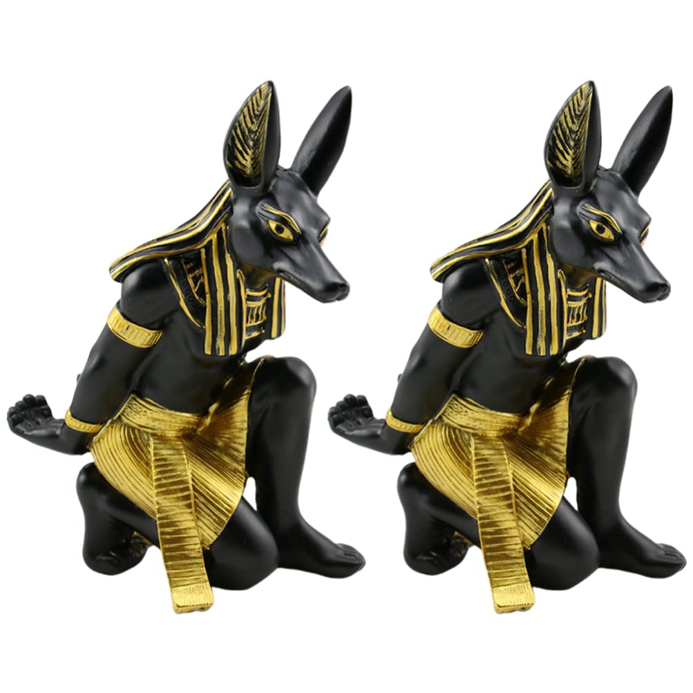 ULTNICE 2-Piece Anubis Resin Wine Rack Set - Decorative Wine Stand Holder for Kitchen, Bar & Dining Room Storage - Unique Egyptian God Wine Bottle Display for Home Decor