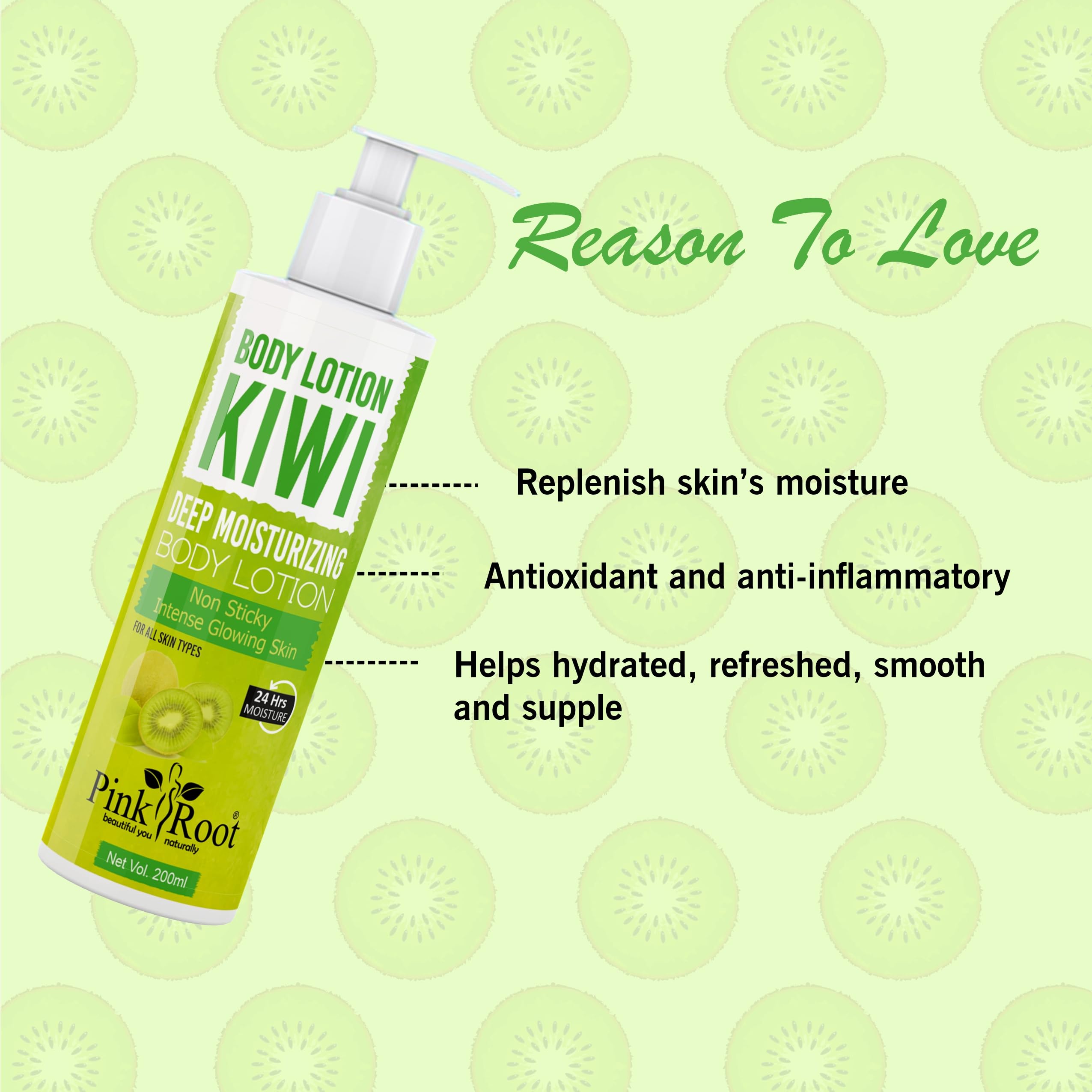 Pink Root Kiwi Body Lotion 200ml & Garlic Hair Mask 500gm Set - Hydrating Moisturizer for Dry Skin & Hair Repair Treatment | Perfect for Daily Skincare & Spa Day at Home
