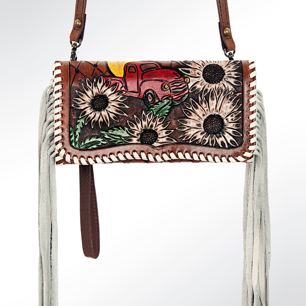 American Darling ADBG584 Genuine Leather Women's Western Handbag Purse - Hand Tooled Organizer Bag for Cowgirl Style & Everyday Use