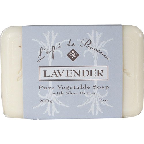 Triple Milled Lavender Shea Butter Soap from Provence France - 200g Handmade Vegetable Soap Bar for Luxury Bath, Skin Care & Aromatherapy