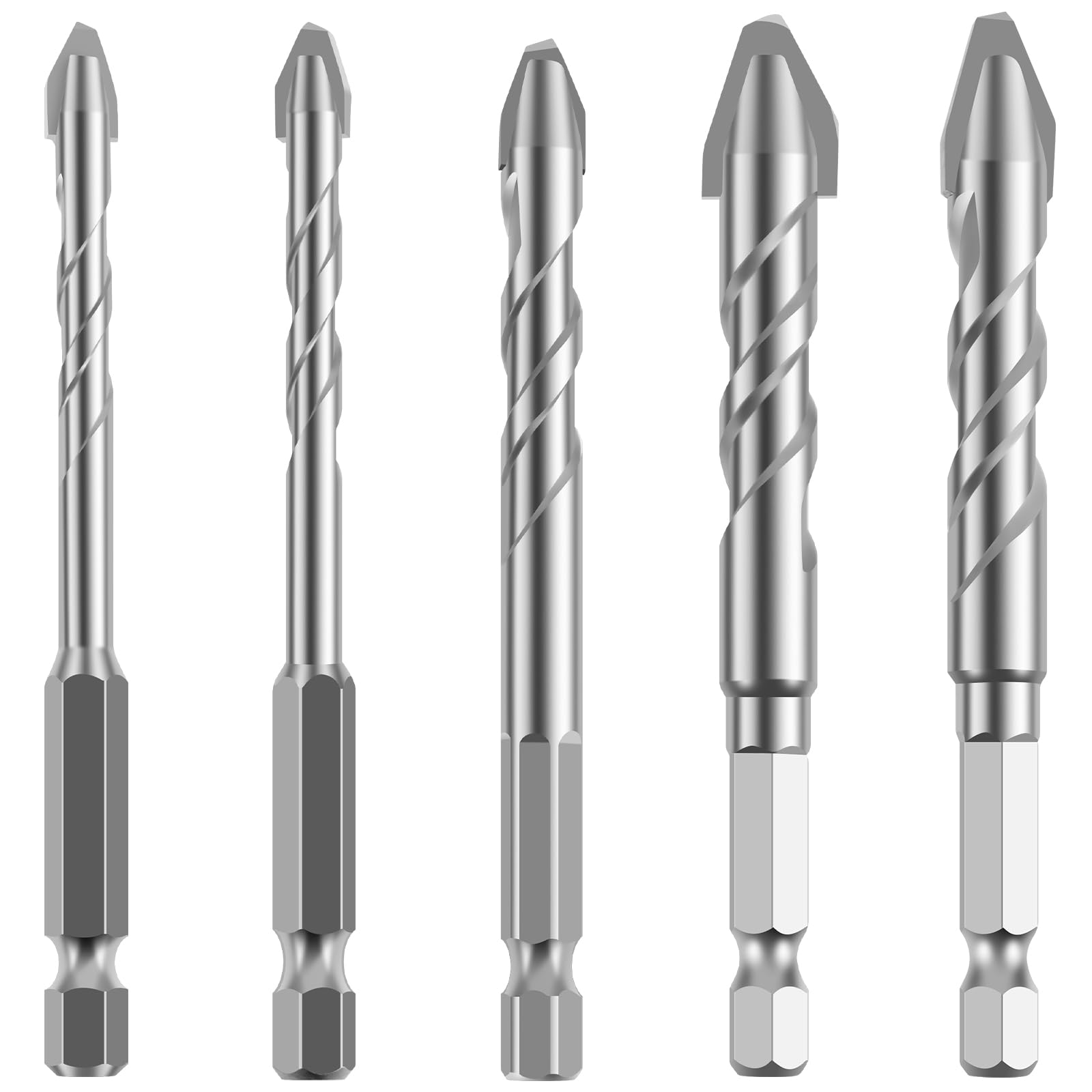 5-Piece Oblique Head Eccentric Drill Bit Set - 6/8/10/12mm Crooked Tip Metal Drill Bits for Tile, Ceramic, Glass & Concrete - Durable Ceramic Concrete Drill Bits for Professional & DIY Projects (Perfect for Bathroom Renovations, Kitchen Backsplash Installations & Masonry Work)