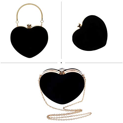 Heart-Shaped Evening Clutch Bag for Women - Elegant Party Purse with Chain Strap for Shoulder or Hand Carry - Perfect for Weddings, Prom, Cocktail Parties & Special Occasions