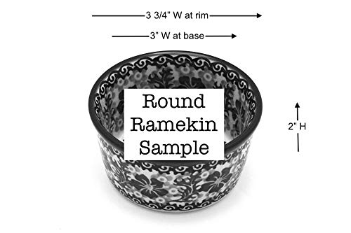 Handmade Polish Pottery Ramekin - Dark Horse Design Ceramic Baking Dish for Soufflés, Crème Brûlée & Desserts - Perfect for Dinner Parties & Holiday Gifting