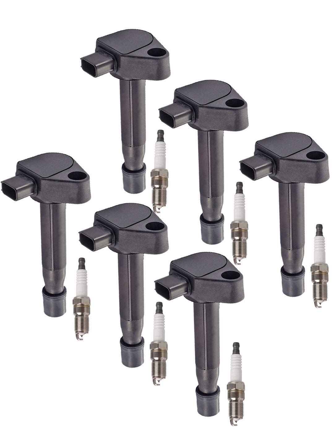 ENA 6-Piece Ignition Coil Pack & Spark Plugs Set - Compatible with Honda Acura RL 3.5 (2005-2008), TL 3.2/3.5 (2004-2008), Accord 3.0 (2005-2007) - Replaces 9091902247 - Perfect for Engine Performance & Tune-Up