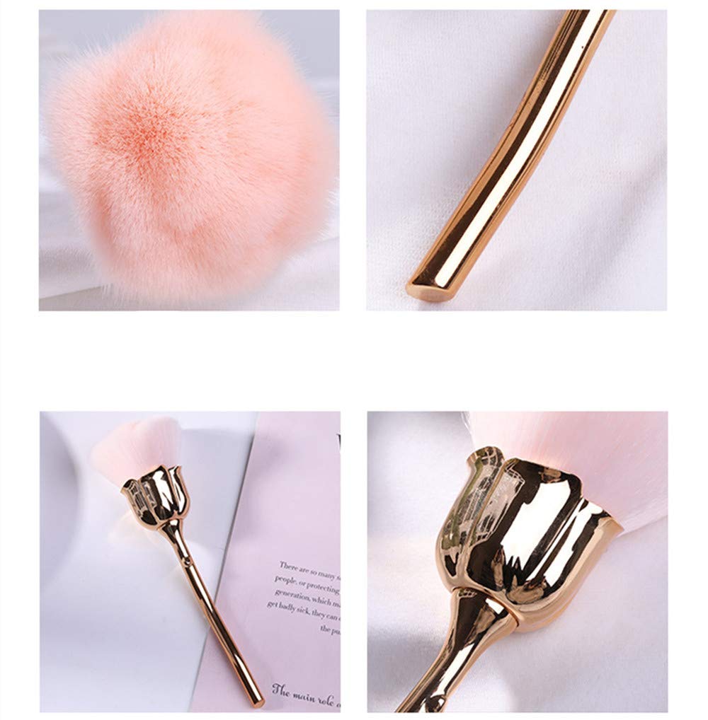 Premium Rose Shaped Makeup Brush Set - 10pcs Professional Foundation, Powder, Blush & Contour Brushes for Flawless Makeup Application | Perfect for Daily Use, Bridal Makeup & Professional Salon