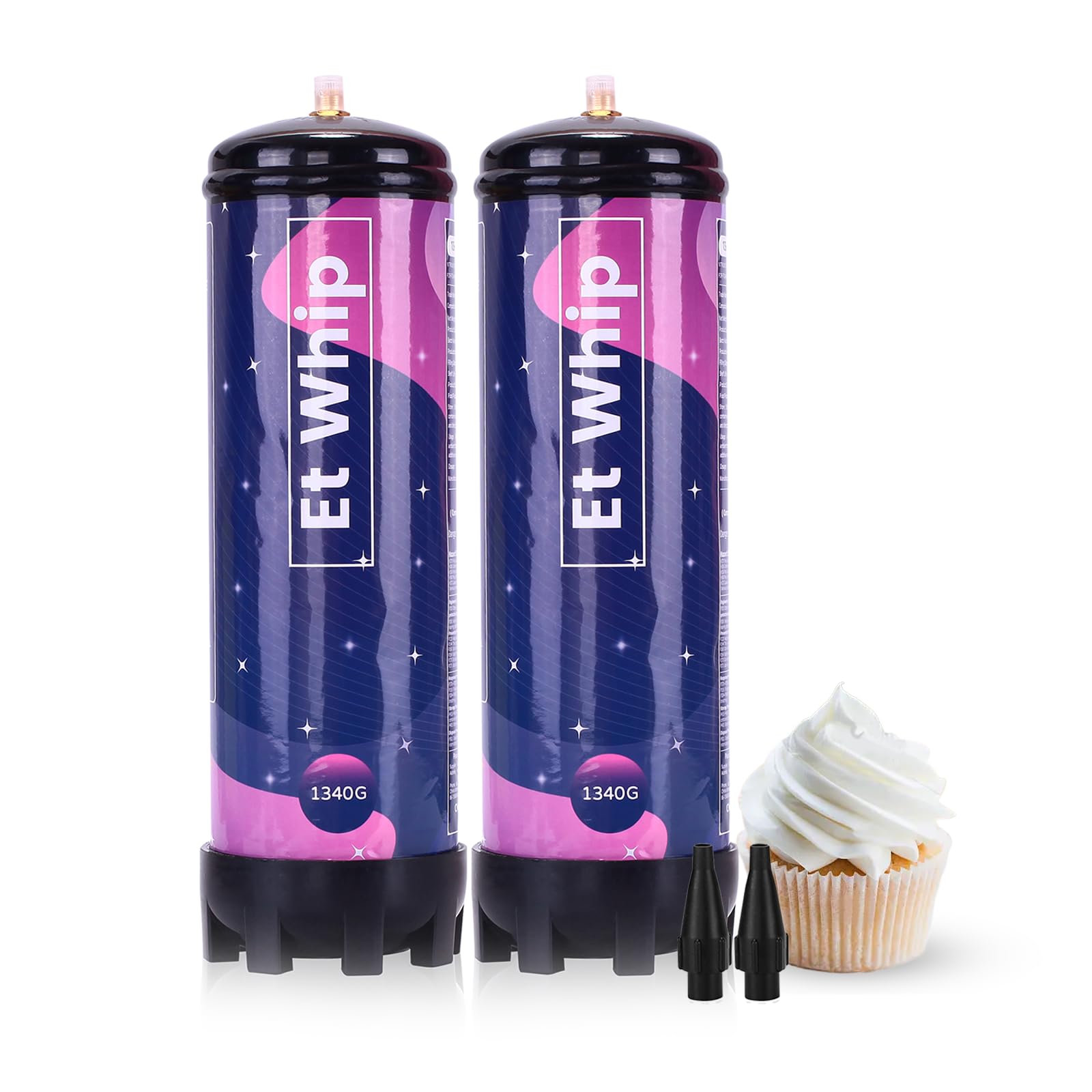 2.2L Whipped Cream Charger Nitrous Oxide Tank 1340g (2-Pack) - Perfect for Professional Desserts, Coffee Shops & Home Baking