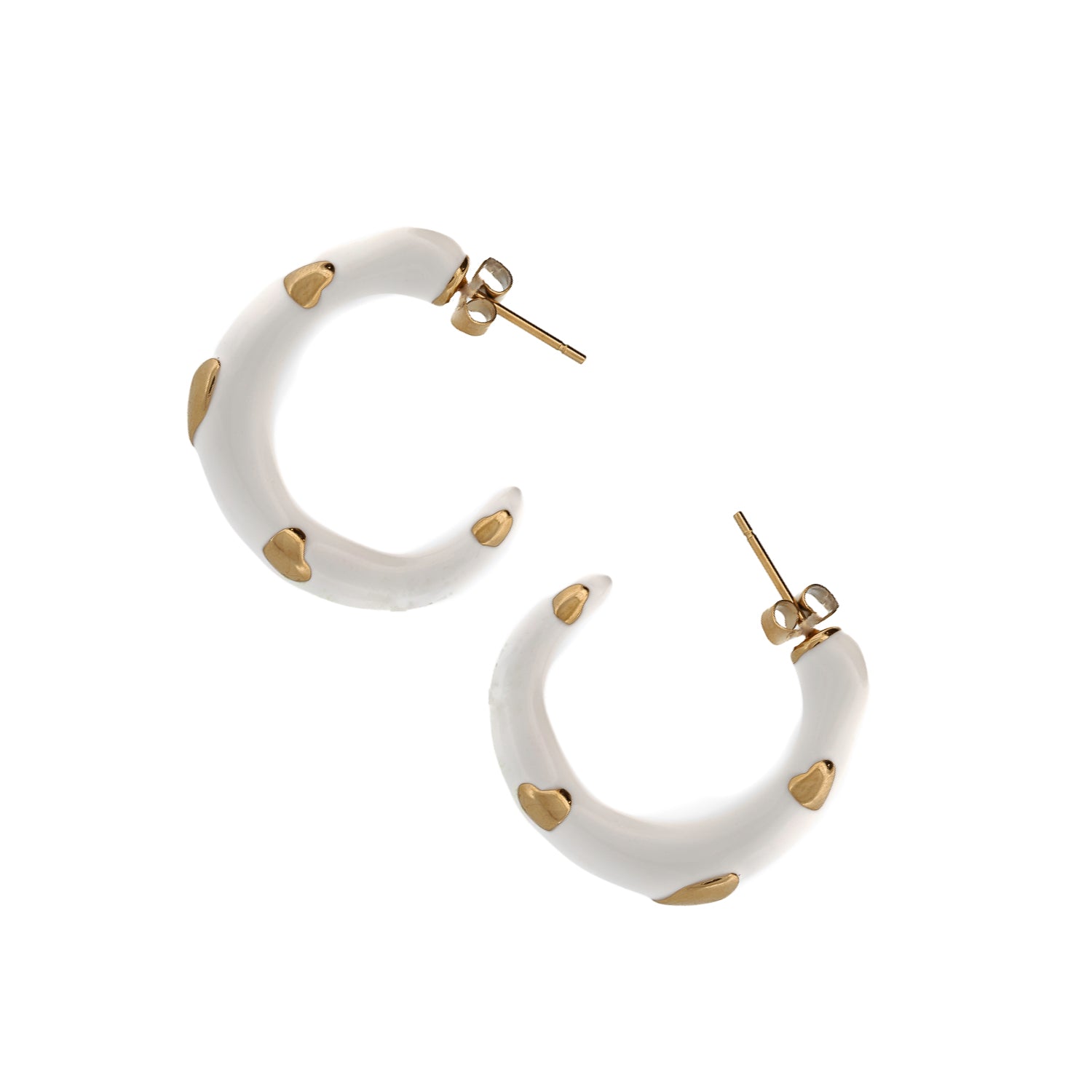 14K Gold Heart White Hoop Earrings for Women - Dainty Valentine's Day Jewelry Gift - Perfect for Date Night & Special Occasions