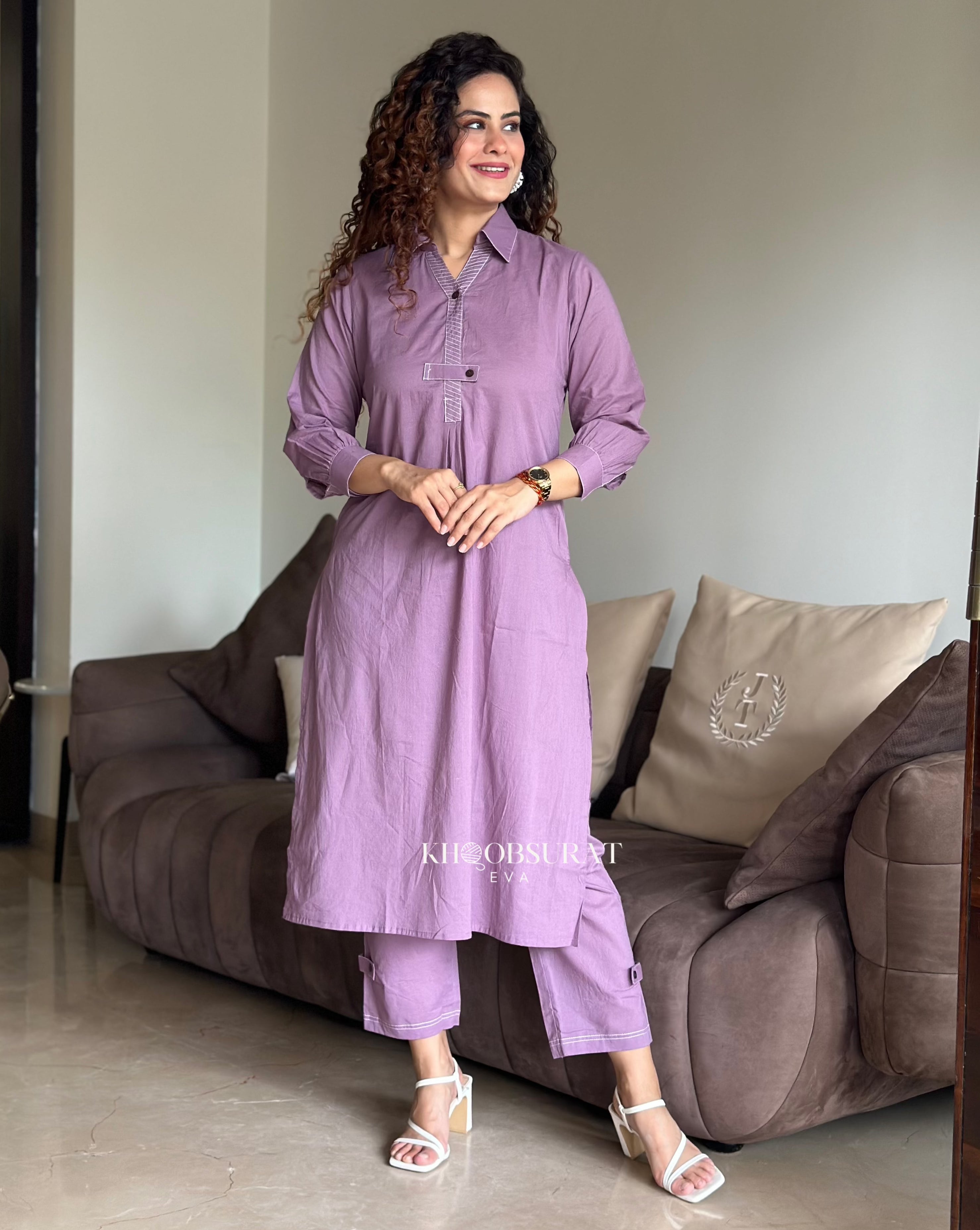 Stylish Cotton Breeze Purple Kurta Set for Women - Comfortable Traditional Indian Outfit for Festivals, Parties & Casual Wear