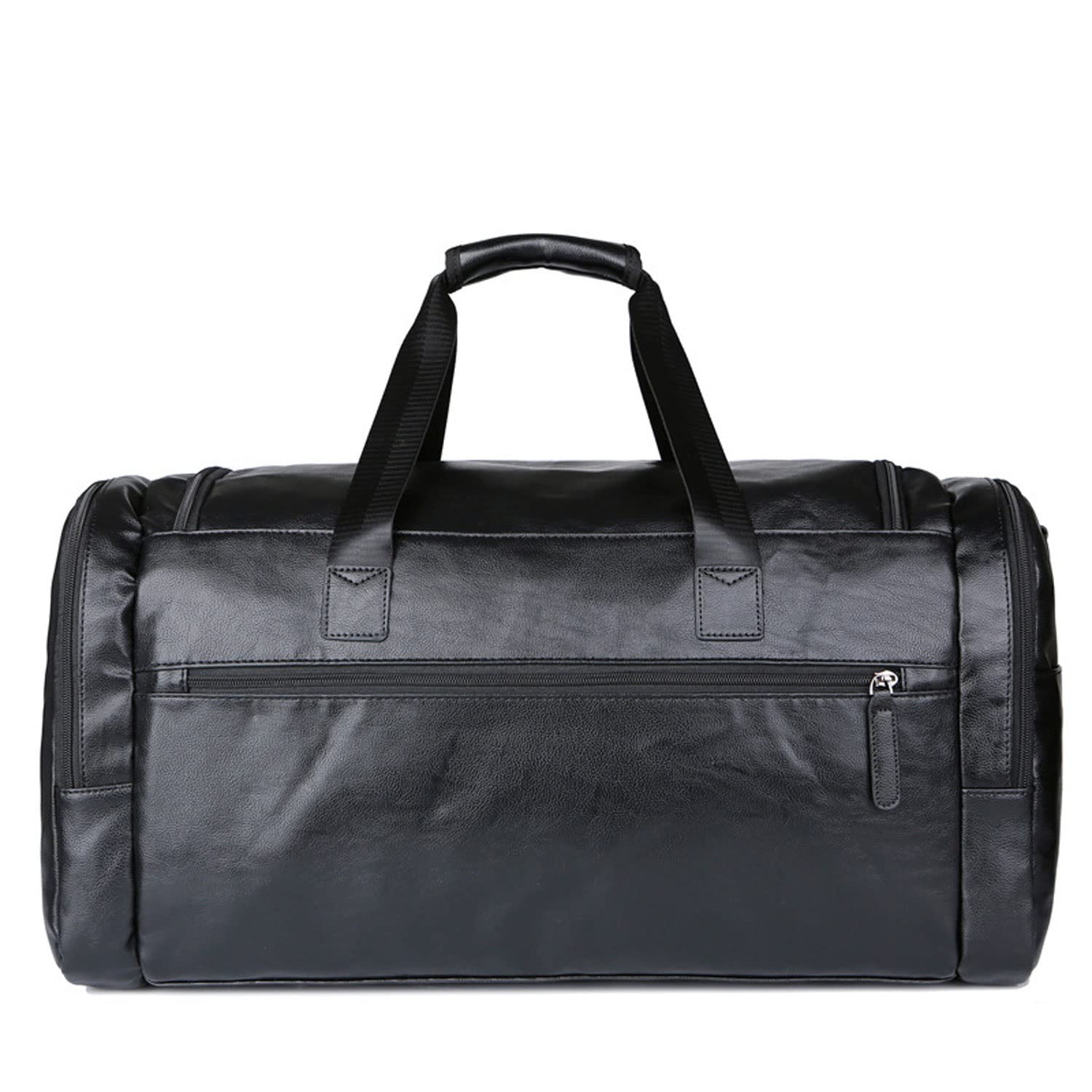 Premium Leather Gym Bag for Men - Waterproof Sports Duffle with Separate Shoe Compartment - Ideal for Fitness, Yoga, Travel & Workout (Black, 55x30x25cm) - Perfect for Gym Sessions, Weekend Getaways & Sports Training