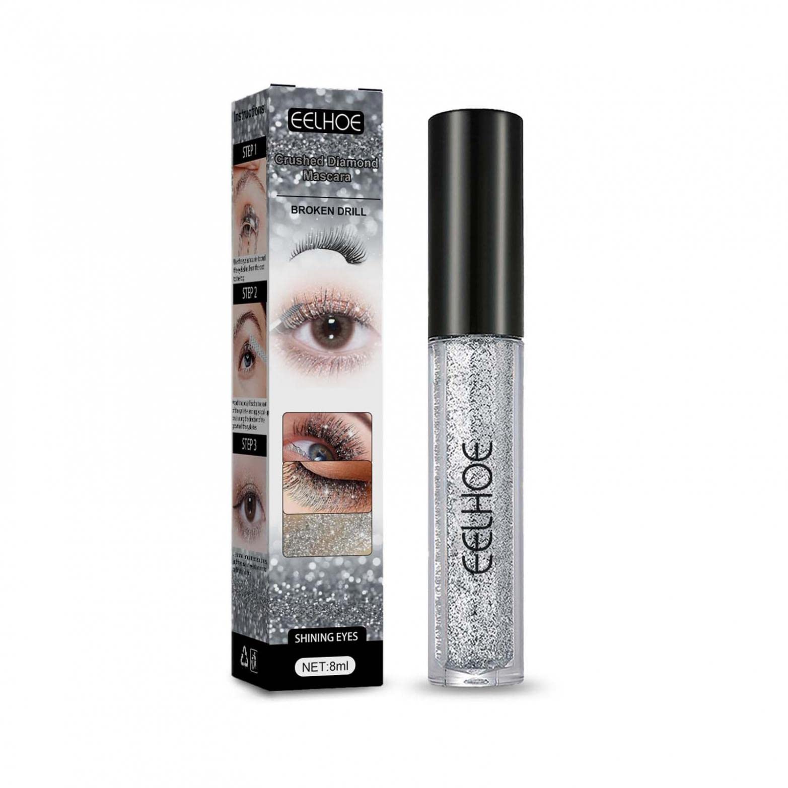 Glitter Mascara - Waterproof Long Lasting Diamond Mascara for Thickening & Lengthening Lashes | Perfect for Party, Wedding & Special Occasion Makeup