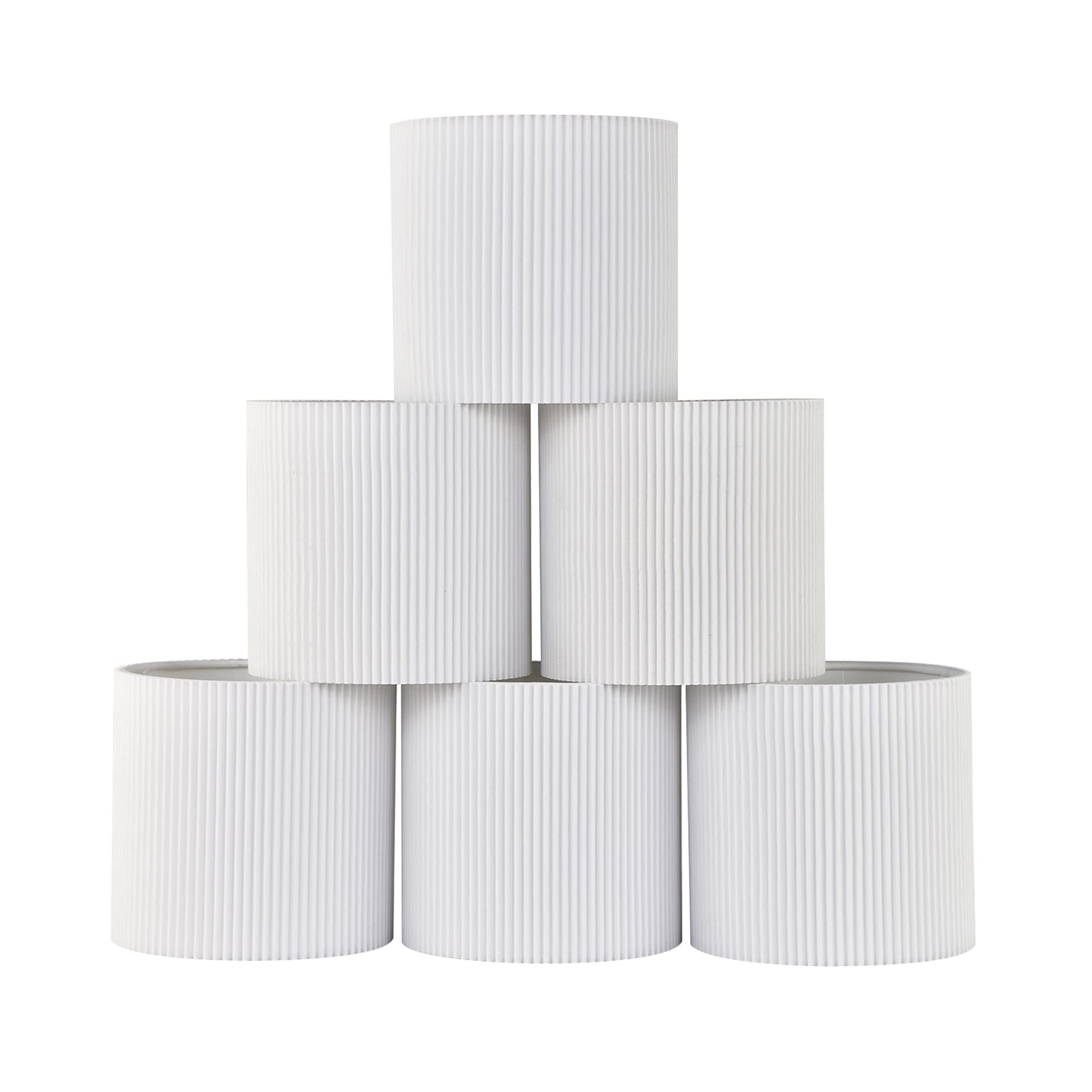 LAMPWELL KETTE Clip-On Chandelier Fabric Lamp Shades - Set of 6 Small Drum Lamp Shades (5.4