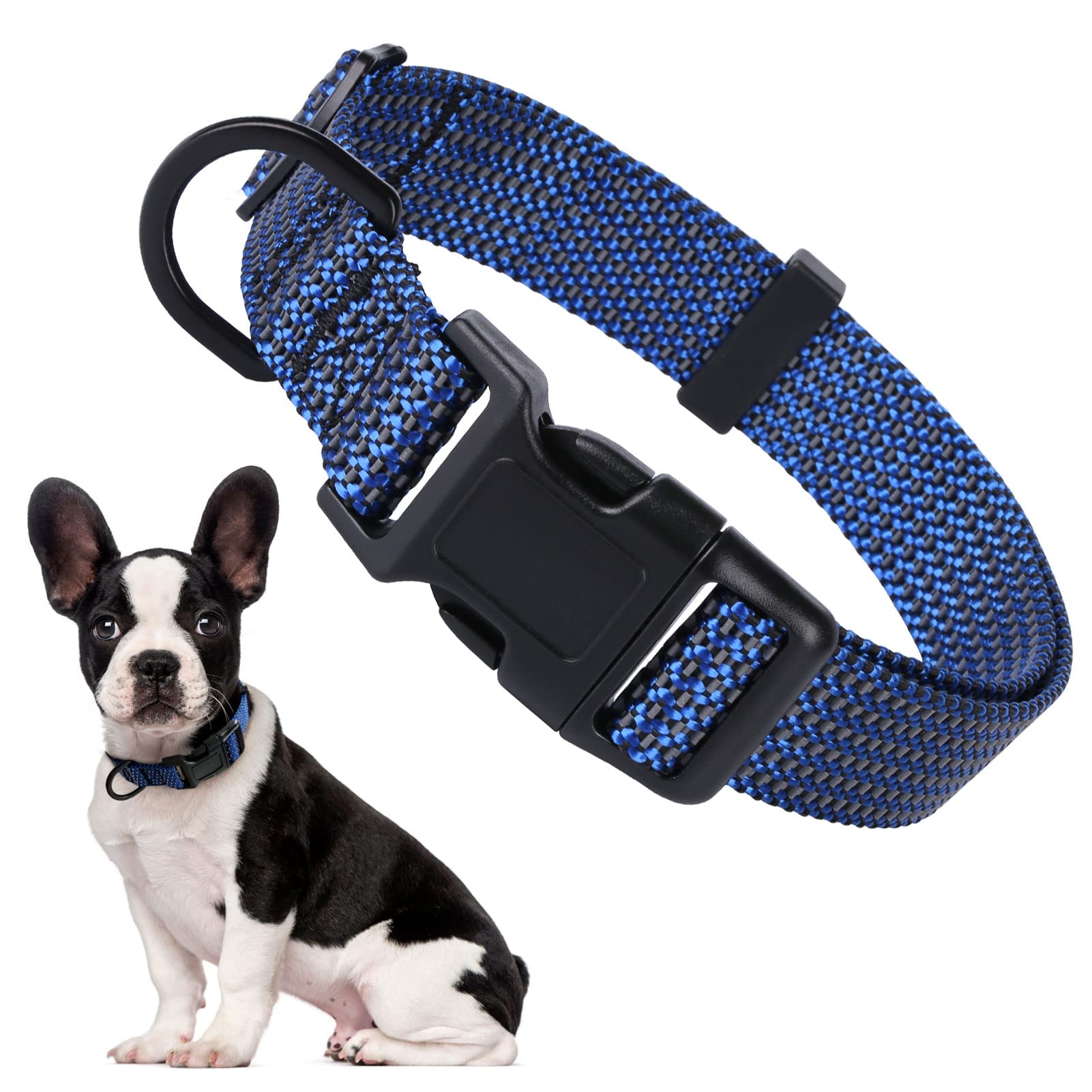 Reflective Nylon Dog Collar with Quick Release Buckle - Adjustable Waterproof Pet Collar for Small, Medium, Large & XL Dogs - Easy to Clean & Durable for Outdoor Walking, Hiking & Nighttime Safety