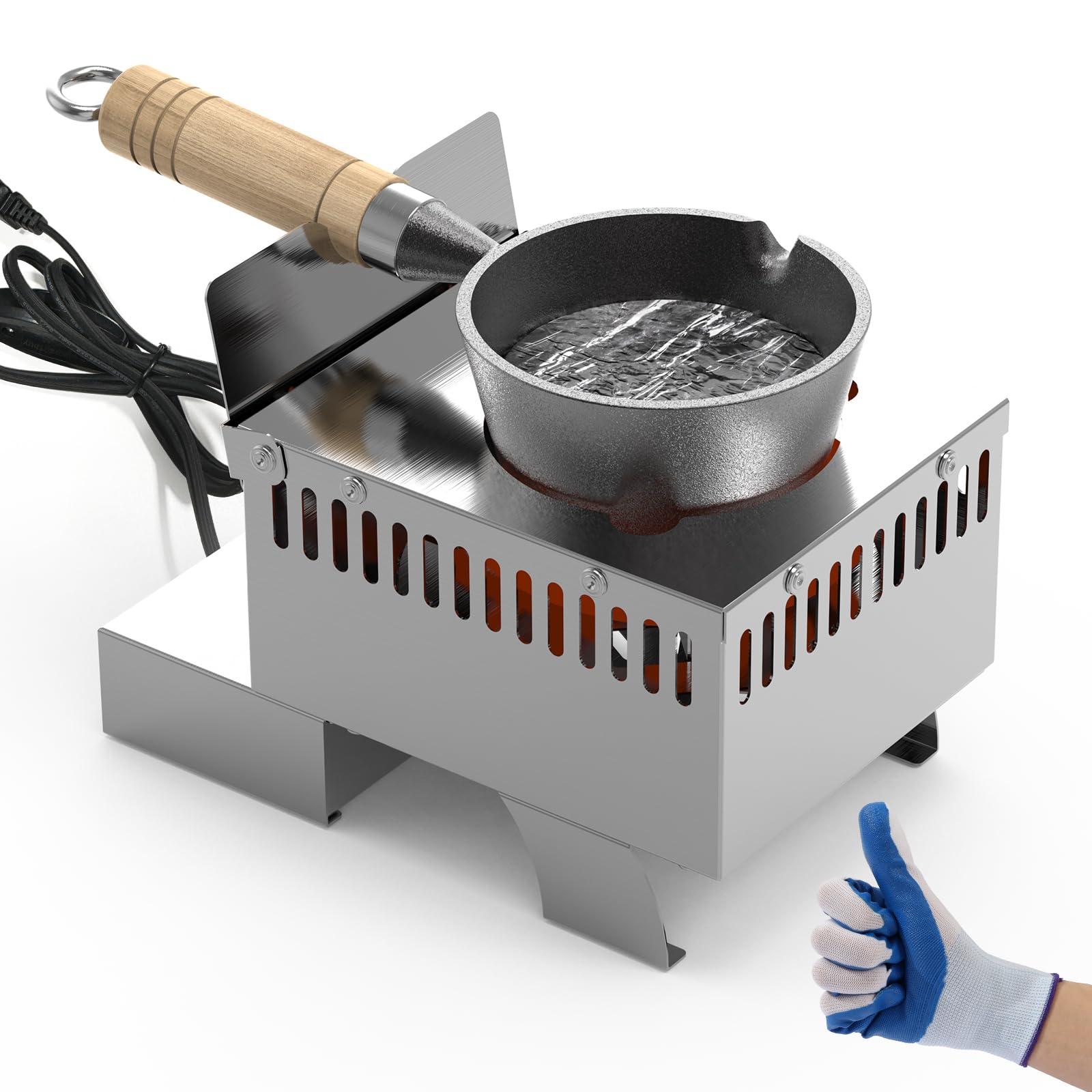 Electric Lead Melting Pot for Fishing Weights & Bullet Molds - 5lbs Capacity, Detachable Stainless Steel Base - Perfect for DIY Fishing Sinkers, Ammo Reloading & Metal Casting at Home