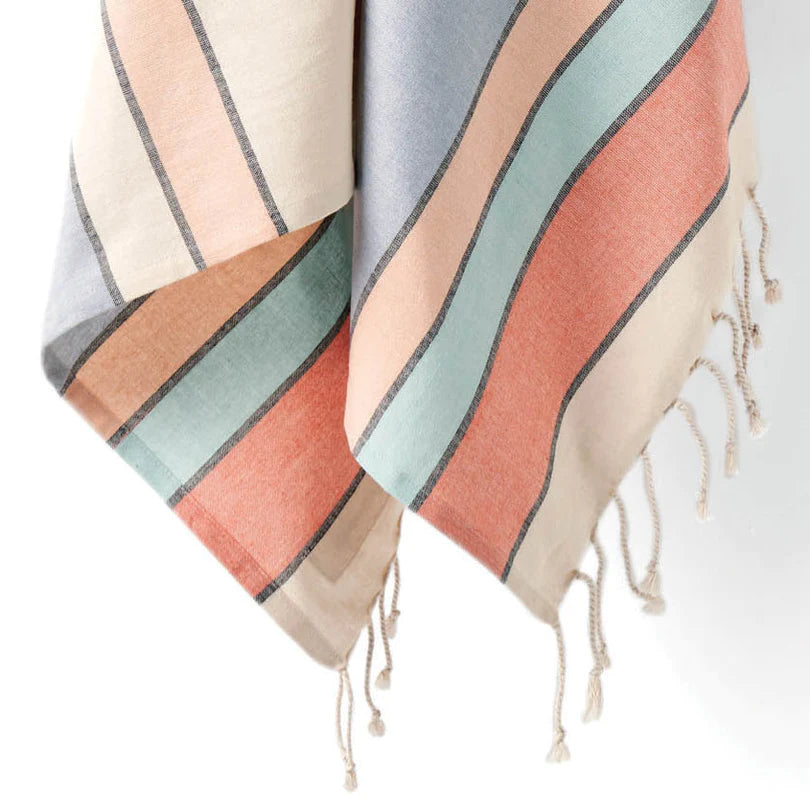 Premium Linen House MERA MULTI Hammam Beach Towel - 100 x 180cm (39 x 71 inches) Large Turkish Cotton Towel for Pool, Spa, Yoga & Travel