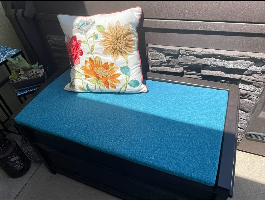 Custom Size Bench Cushion - Thick Upholstery Foam Bay Window Seat Cushion & Long Chair Cushion for Indoor/Outdoor Sofa, Patio Furniture (Mid Blue) - Perfect for Reading Nooks, Sunrooms & Cozy Window Seats