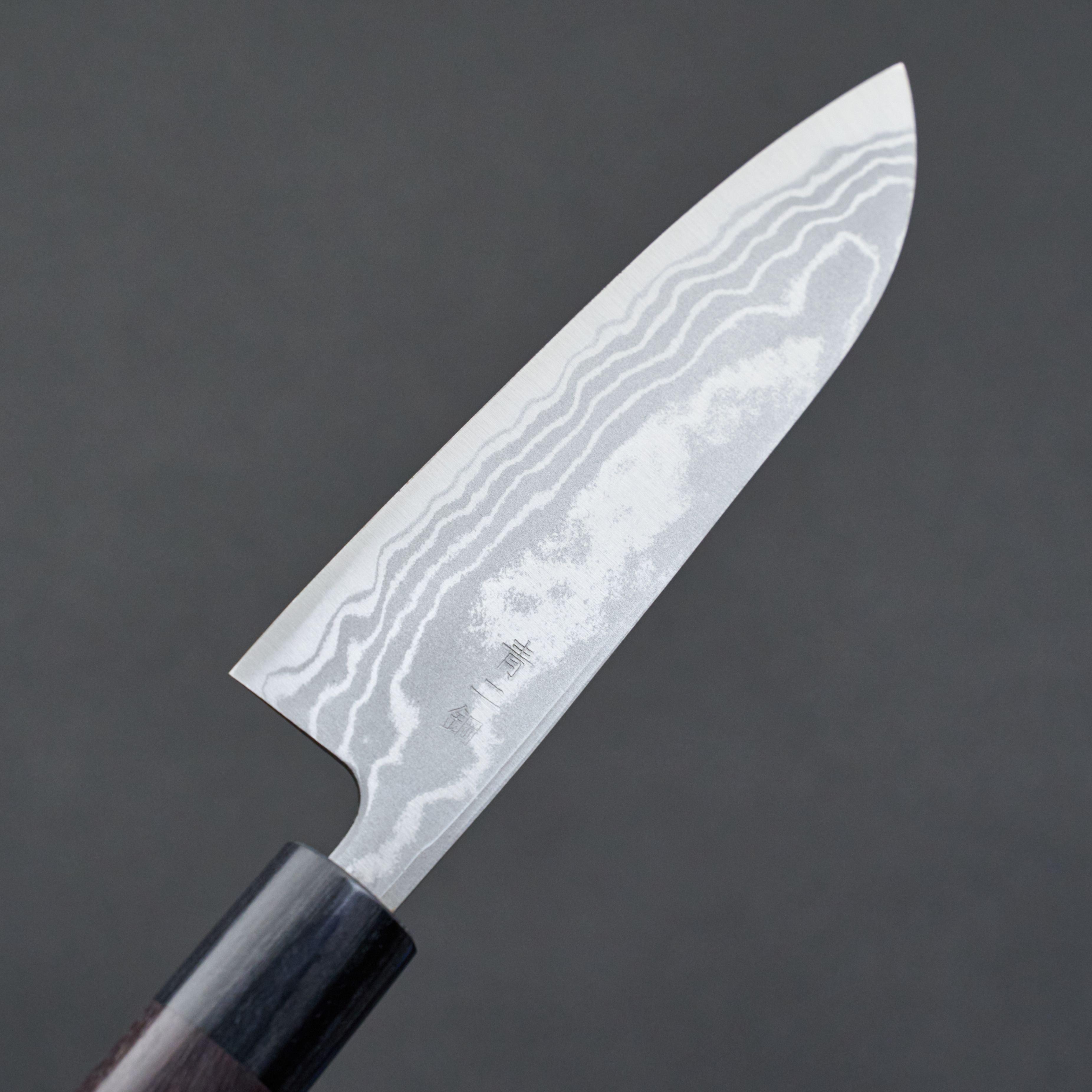 Hitohira GR Blue #2 Damascus Santoku Knife 135mm - High Carbon Steel Japanese Kitchen Knife for Precision Slicing, Dicing & Chopping - Perfect for Home Chefs & Professional Cooking