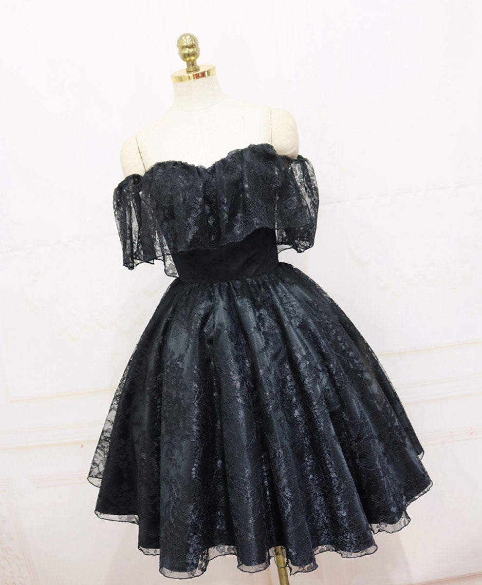 Black Sweetheart Tulle Short Lace Prom Dress for Homecoming - Elegant Formal Party Gown for Dances, Weddings & Special Occasions