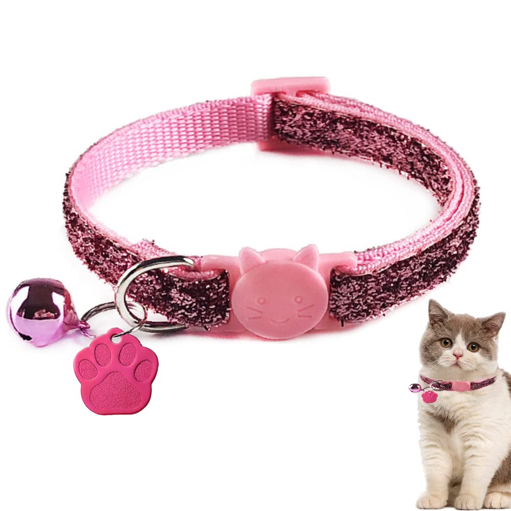 Custom Engraved Cat ID Tag with Adjustable Collar & Bell - Small Size for Cats & Puppies (Pink) | Perfect for Pet Safety & Identification at Home or Outdoors