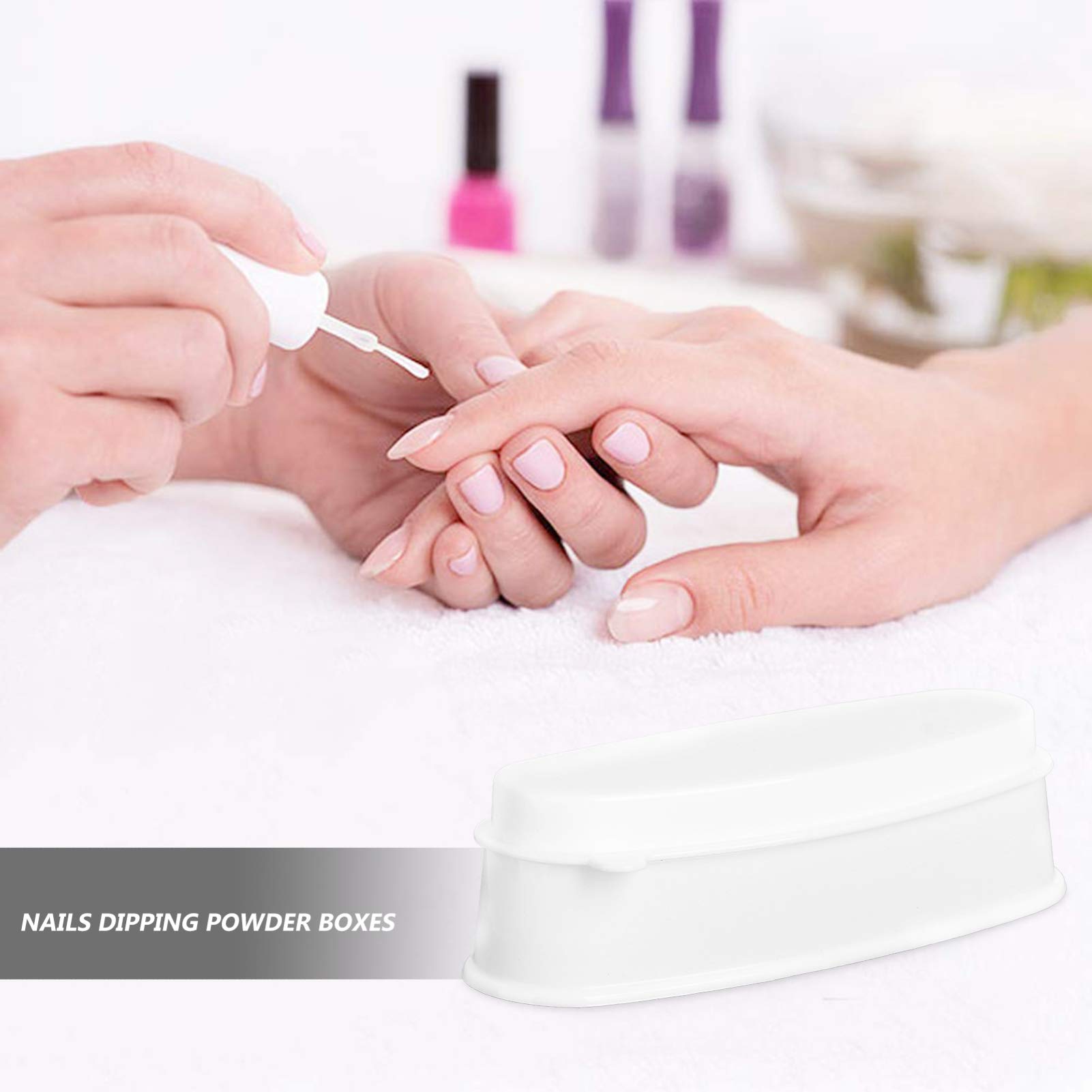 FOMIYES White Nail Polish Dip Tray Set - 2pcs French Nail Dipping Boxes for Manicure & Nail Extensions | Professional Nail Tech Accessories for Short & Long Nails | Perfect for Salon, Home Use & DIY Nail Art