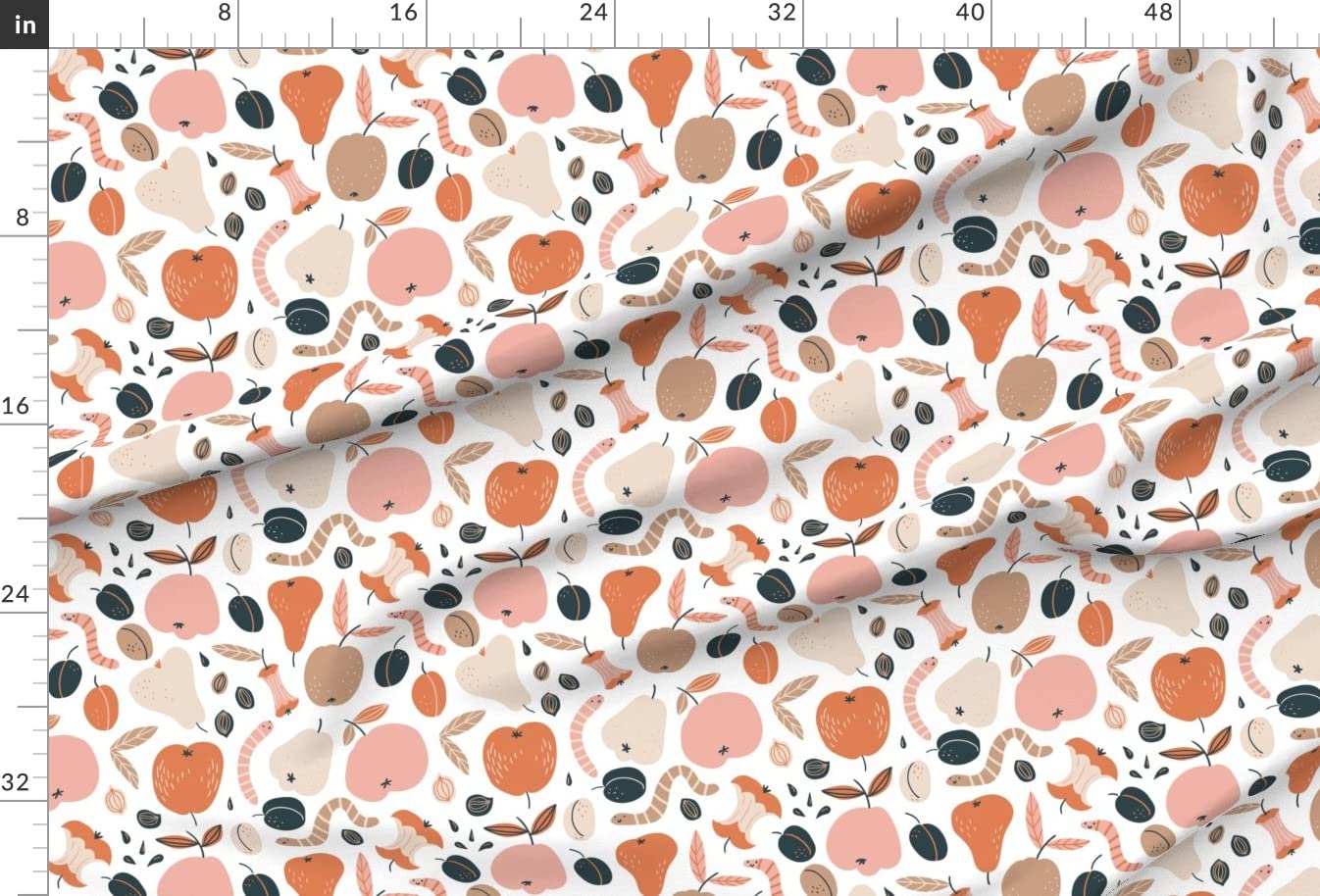 Cute Fruit Seeds Printed Velvet Fabric - Spoonflower Upholstery & Home Decor Fat Quarter for DIY Projects, Curtains, Pillows, and Apparel
