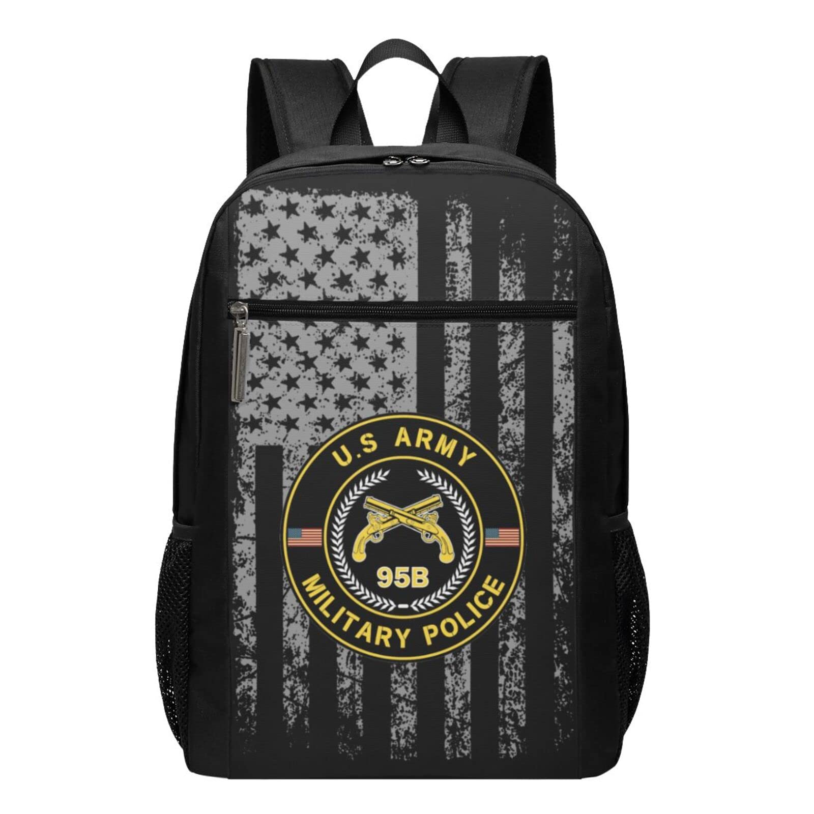 US Army MOS 95B Military Police Tactical Backpack - Durable 17 Inch Laptop Book Bag for School, Travel, Sports & Work - Patriotic American Flag Design - Perfect for College Students, Outdoor Adventures & Daily Commute