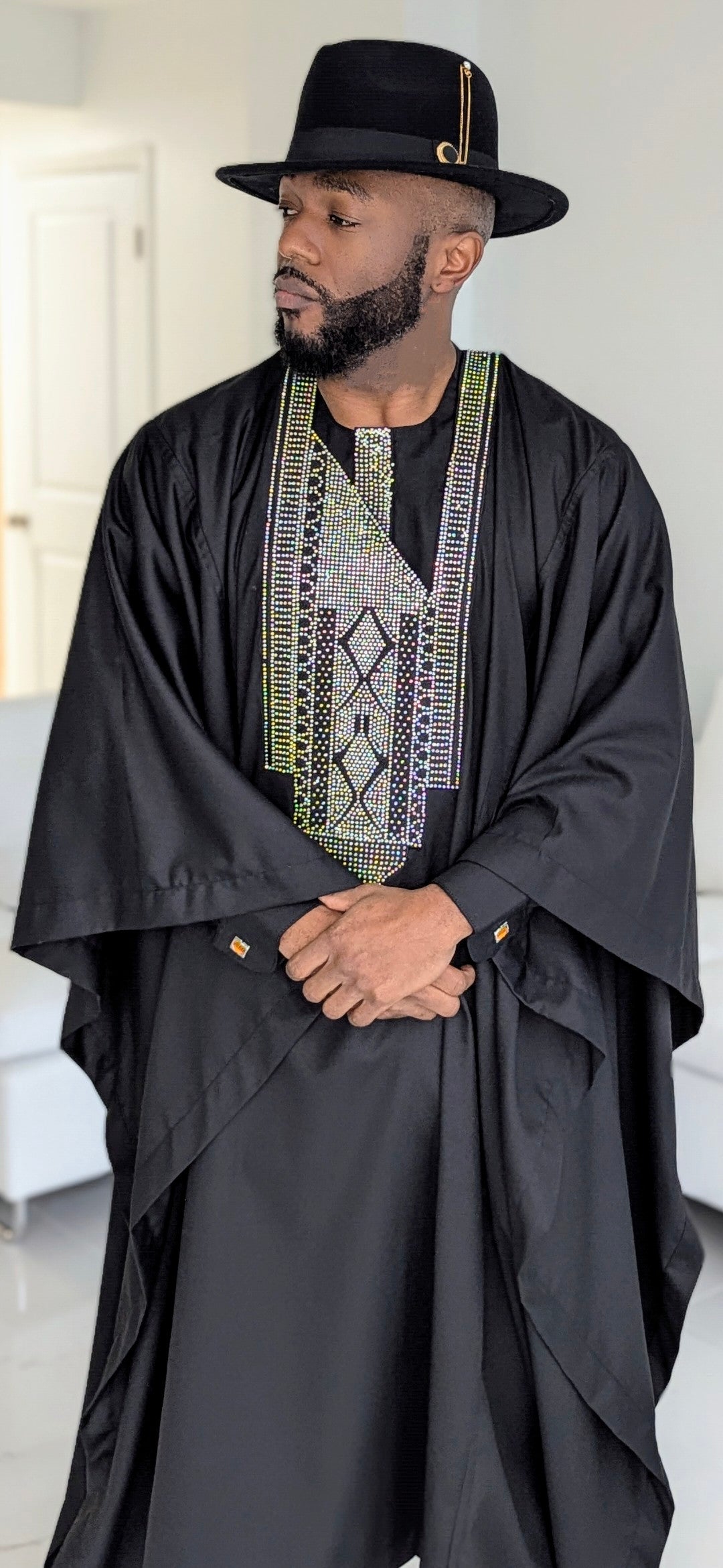 Elegant Black Dashiki Agbada Grand Boubou Joromi Robe Suit for Men | African Traditional Wear | Wedding, Festival & Special Occasion Outfit