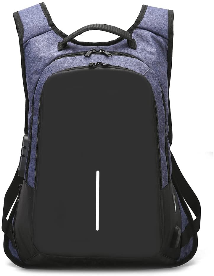 FIRECLUB Anti-Theft USB Charging Backpack for Men - 40x11x50cm Laptop Computer Bag with Password Lock, Durable Daypack for Work & Travel (Blue) - Perfect for Commuting, Business Trips & College Campus Use