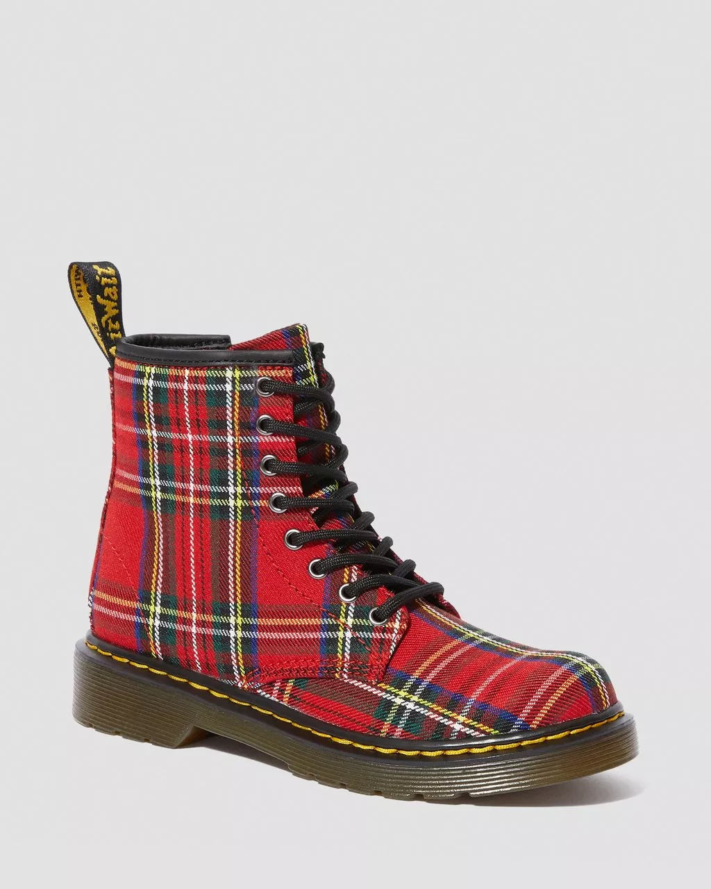 Dr. Martens 1460 Tartan Junior Boots - Red Stewart Plaid - Unisex Kids' Shoes for School, Casual Wear & Outdoor Activities
