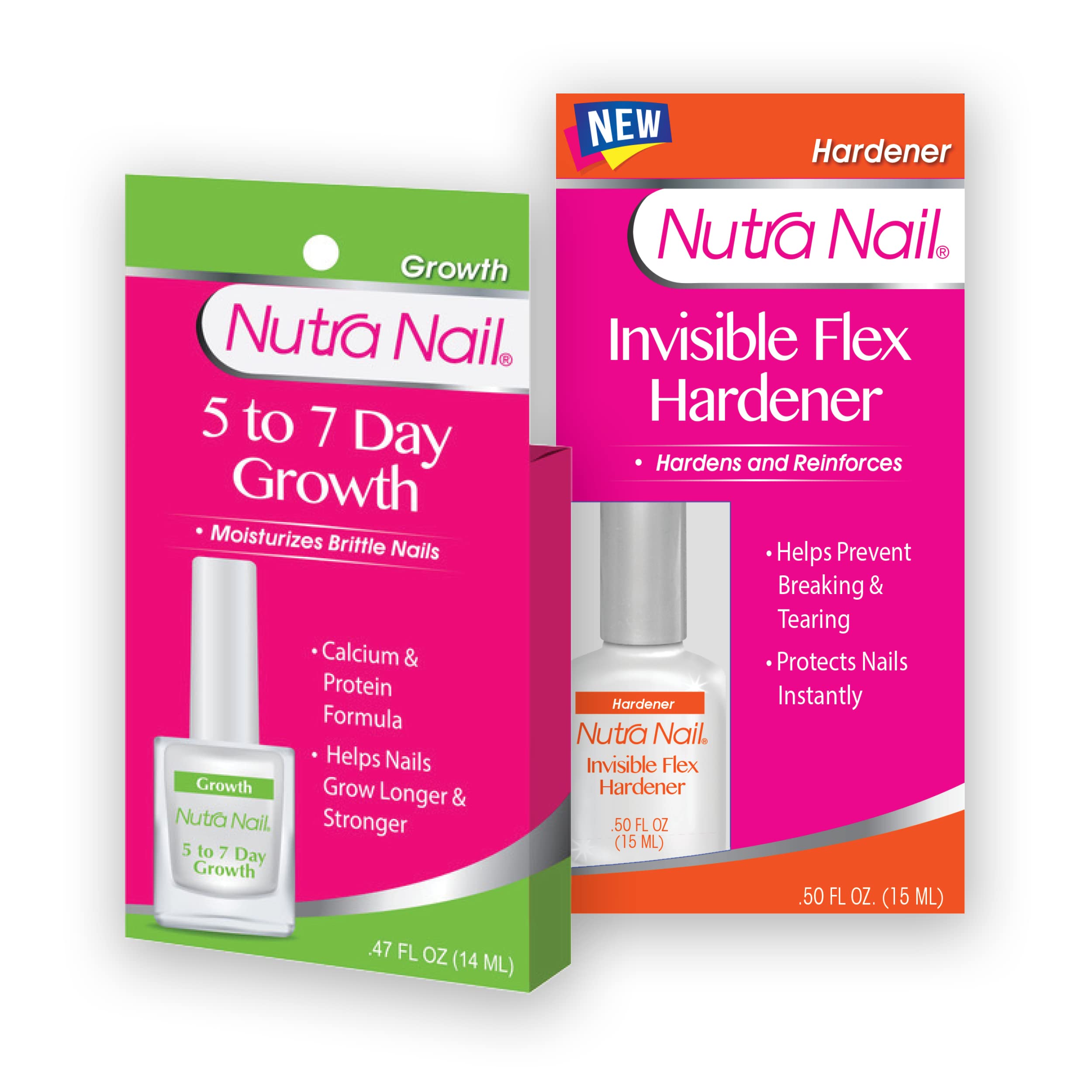 Nutra Nail 5 to 7 Day Growth Treatment & Invisible Flex Hardener - Strengthen & Repair Damaged Nails for Long-Lasting Manicures | Perfect for Weak, Brittle Nails at Home or Salon