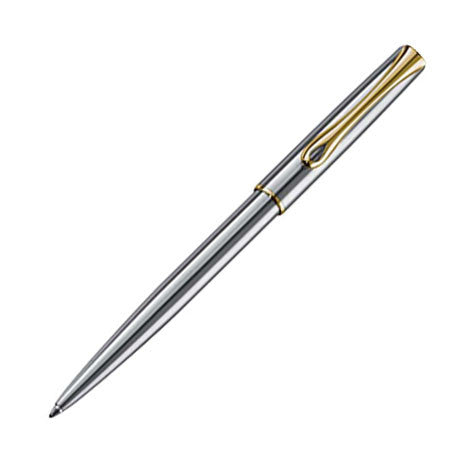 Premium Diplomat Traveller Ballpoint Pen - Stainless Steel with Gold Trim - Elegant Writing Instrument for Business Professionals & Gift Giving
