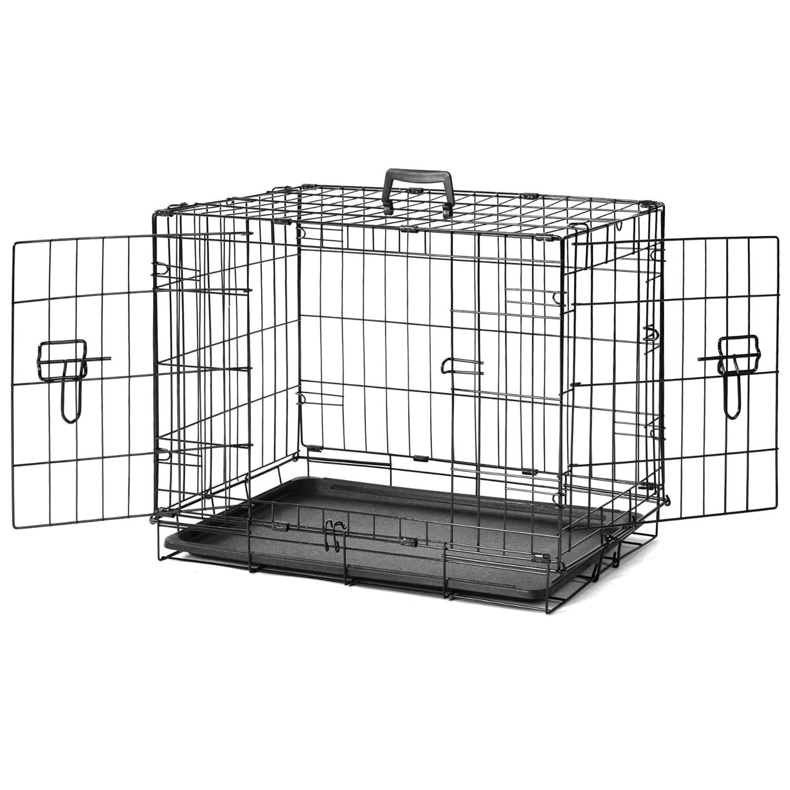 Foldable Metal Dog Crate with Double Doors & Secure Lock - Portable Pet Cage for Small Dogs | Indoor & Outdoor Use, Travel, Training, Vet Visits