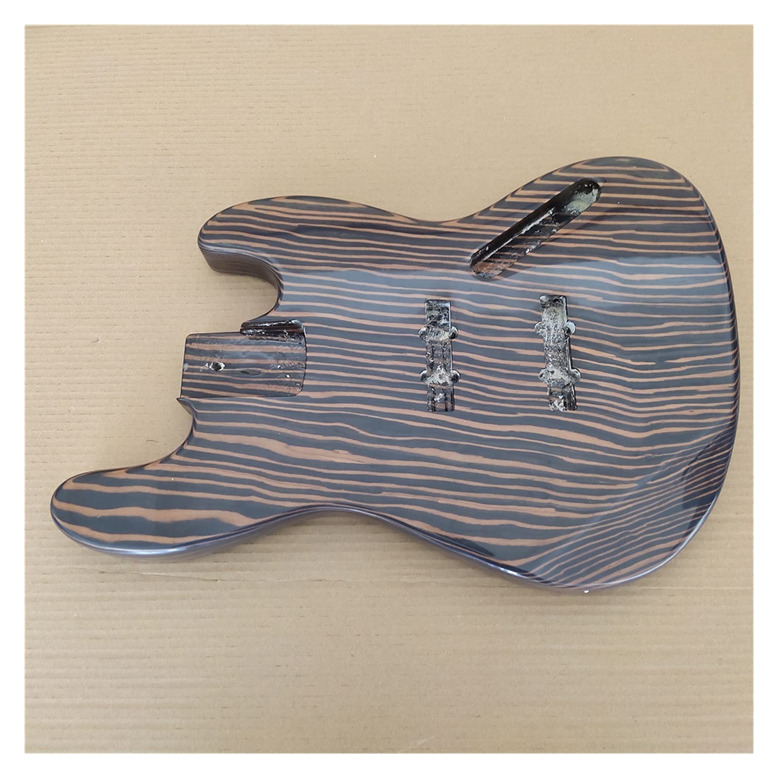 DIY Unfinished Zebrawood Bass Guitar Body Kit - Handmade Gloss Finish for Custom Guitar Building | Perfect for Luthiers, Musicians & Guitar Enthusiasts