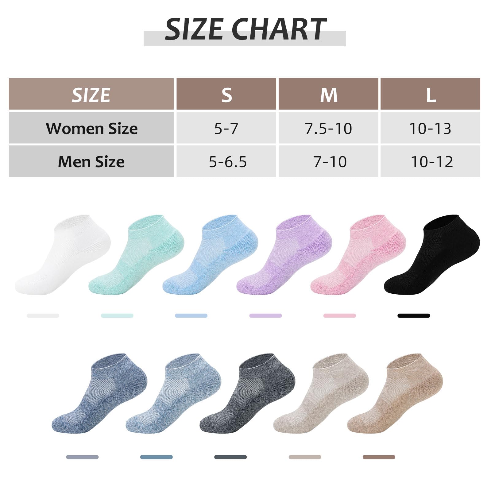 5 Pairs Diabetic Bamboo Socks for Men & Women - Non-Binding Low Cut Loose Fit Socks (Size 5-13) - Breathable Comfort for Diabetes Care & Daily Wear