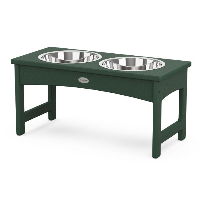POLYWOOD Outdoor Pet Feeder - Durable Plastic Dog & Cat Food Bowl for Patio, Garden, and Backyard Use